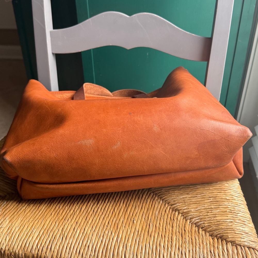 Anthropologie Leather Tote in Cognac Brown - Picture 6 of 13